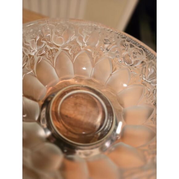 William Adams Frosted 24% lead Crystal Germany Serving Bowl Roses Silverplate - Picture 3 of 7